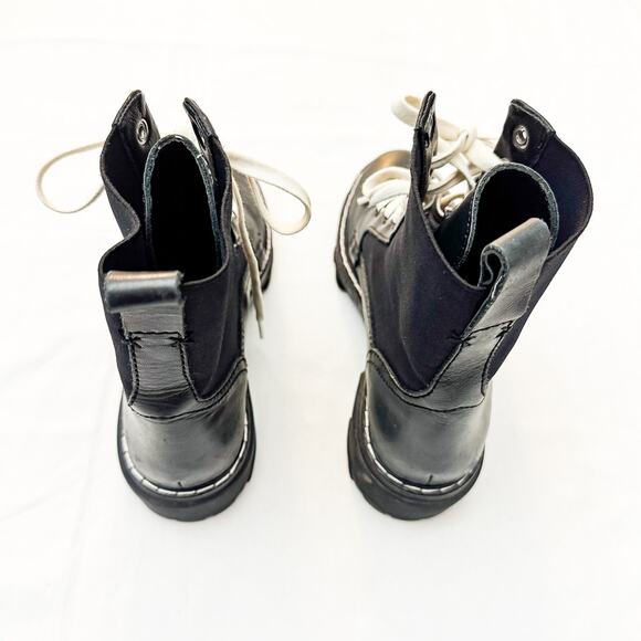 Rag & Bone Shiloh Black Combat Boot White Laces Size 37.5 MINT - Picture 2 of 5